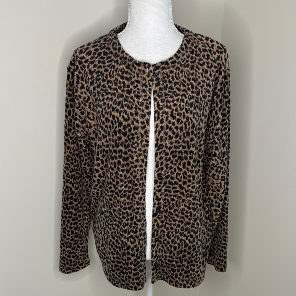 Vintage Westbound Cheetah Print Button Down Sweater. Medium